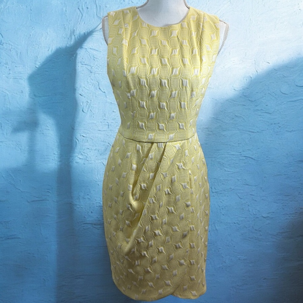 THE LIMITED Yellow White Textured Sleeveless Pencil Dress EASTER SPRING sz 4